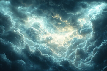 Obraz premium Heavenly Light Pierces Through Dark Storm Clouds
