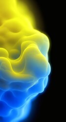 Abstract Blue and Yellow Swirling Nebula Like Formation Digital Art Background Texture