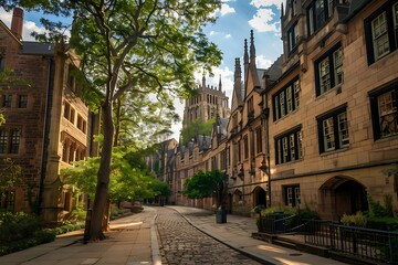 Fototapeta premium A view of the historic buildings in Boston, Massachusetts, USA.