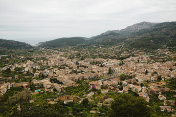 Fototapeta premium The panorama of Soller from Ses Tres Creus, Mallorca, Spain