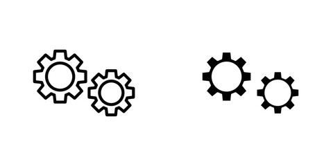 Gear icons. black and white vector set.