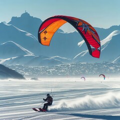 4 Snow Traction Kite Racing Racing with traction kites over snow