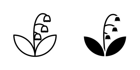 May lily icons. black and white vector set.