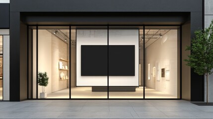 Modern Storefront Design with Blank Display Space