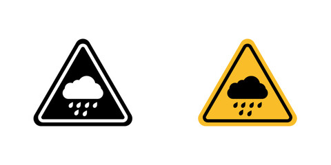 Rain warning signs. vector signs set