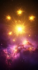 Fototapeta premium Vibrant Cosmic Nebula with Stellar Explosion and Bright Stars Galaxy Background