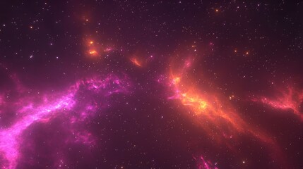 Fototapeta premium Cosmic Nebula: Vibrant Pink and Orange Hues in a Dreamlike Space