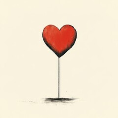 Minimalistic Red Heart on a Thin Stick.