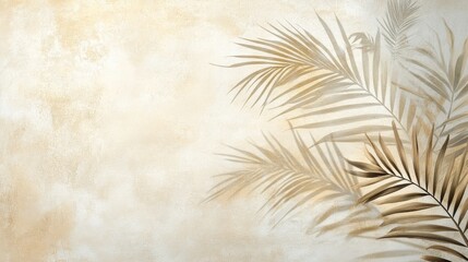 Fototapeta premium Elegant Palm Leaf Shadows on Beige Wall Art