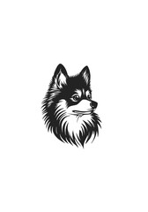 Fototapeta premium Elegant Fluffy Dog Profile in Line Art, Detailed Hand-Drawn Vector Illustration of a Cute Canine with Charming Features