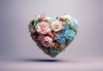 delightful mock flowers.png themed heart skillfully decorated 3d pastel combination