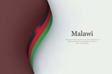 Malawi flag on Waving ribbon