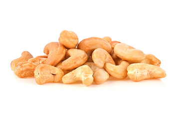 Roasted cashew nuts isolated on white background