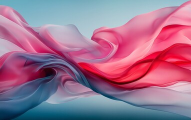 Fototapeta premium Abstract Swirling Pink Red and Blue Fabric Texture Elegant Flowing Textile Design