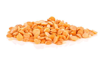 lentils on isolated white background.