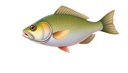 Illustration of a fish, side view, white background. Possible use stock photo