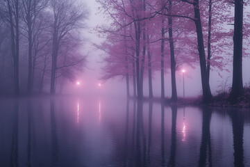 Fototapeta premium morning in the woods purple 