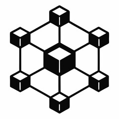 Blockchain Network Silhouette Vector Art