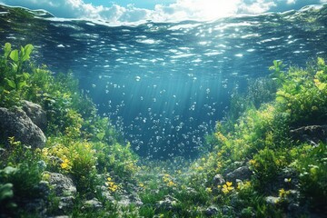 illustration depicting environmental water waste issues highlighting the impact on nature and communities the image conveys a sense of urgency and the need for sustainable practices