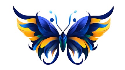 Obraz premium Abstract Blue and Yellow Butterfly Design
