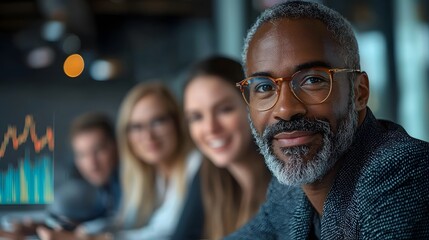 Diverse Team of Investors Analyzing Financial Charts and Graphs in Modern Boardroom