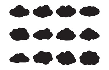 Cute fluffy, bubbly clouds collection. Different style icons set. Cloudy shape isolated on a white background. Vector illustration EPS 10