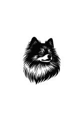 Obraz premium Cheerful Fluffy Dog Portrait in Line Art Style, Detailed Hand-Drawn Vector Illustration of a Cute and Elegant Canine