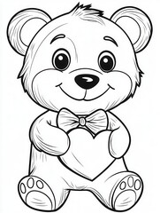 Cute teddy bear holding a heart, perfect for coloring pages and Valentine's Day crafts.