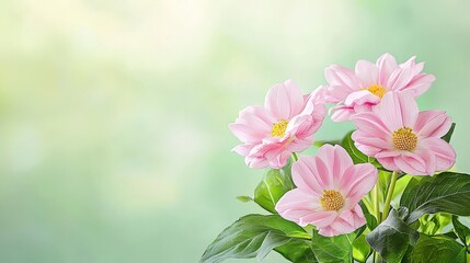 Obraz premium Delicate Pink Flowers with Soft Green Background for Peaceful and Serene Nature Decoration