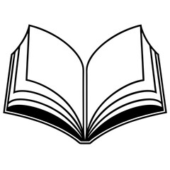 Elegant Open Book Outline Vector Graphic