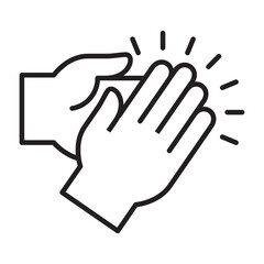 Applause hand icon, Ovation or clap hands sign. Thin line black white color design style.