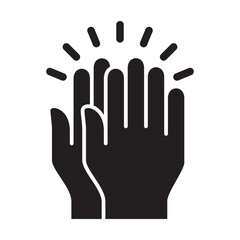 Applause hand icon, Ovation or clap hands sign. Flat black color design style.