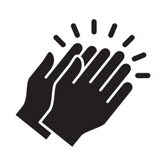 Applause hand icon, Ovation or clap hands sign. Flat black color design style.