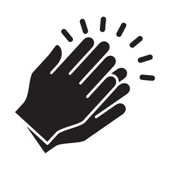 Applause hand icon, Ovation or clap hands sign. Flat black color design style.