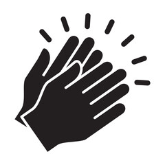 Applause hand icon, Ovation or clap hands sign. Flat black color design style.