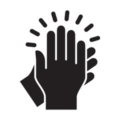 Applause hand icon, Ovation or clap hands sign. Flat black color design style.