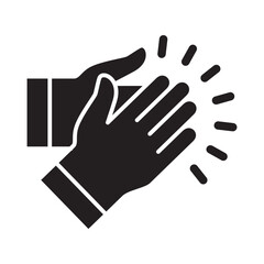 Applause hand icon, Ovation or clap hands sign. Flat black color design style.
