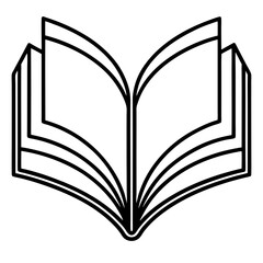 Elegant Open Book Outline Vector Graphic