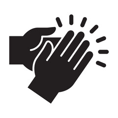 Applause hand icon, Ovation or clap hands sign. Flat black color design style.