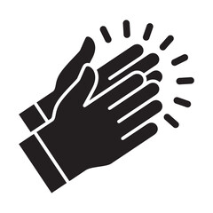 Applause hand icon, Ovation or clap hands sign. Flat black color design style.