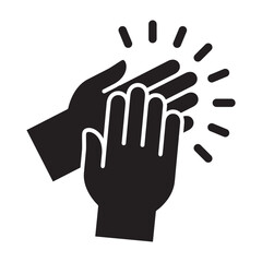 Applause hand icon, Ovation or clap hands sign. Flat black color design style.