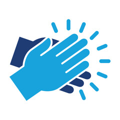 Applause hand icon, Ovation or clap hands sign. Flat blue two tone color design style.