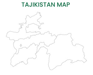Obraz premium High detailed map of Tajikistan. Outline map of Tajikistan. Asia
