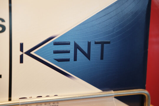 İstanbul,Turkey-Oct.6th 2024: Kent cigarette brand logo on package