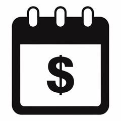 Calendar with Dollar Silhouette Vector