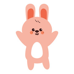 cute hand drawing cartoon bunny. cute animal drawing for sticker and icon
