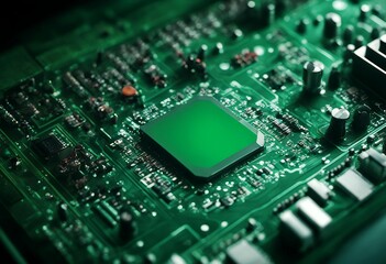 circuit concept board technology green lighted electronic components.png futuristic