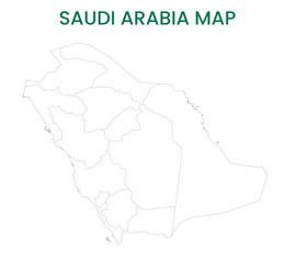 High detailed map of Saudi Arabia. Outline map of Saudi Arabia. Asia