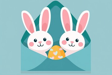 easter themed card and envelope bunnies