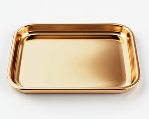 Golden Square Tray Rests on a Clean White Surface